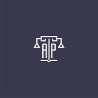 ap monogramme initial pour le logo du cabinet d'avocats avec image vectorielle d'échelles vecteur