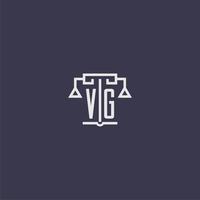 vg monogramme initial pour le logo du cabinet d'avocats avec image vectorielle d'échelles vecteur