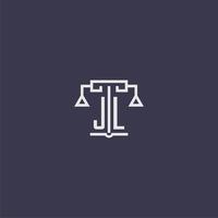 jl monogramme initial pour le logo du cabinet d'avocats avec image vectorielle d'échelles vecteur