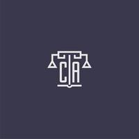 ca monogramme initial pour le logo du cabinet d'avocats avec image vectorielle d'échelles vecteur