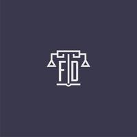fd monogramme initial pour le logo du cabinet d'avocats avec image vectorielle d'échelles vecteur