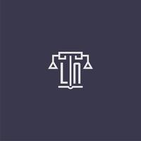 ln monogramme initial pour le logo du cabinet d'avocats avec image vectorielle d'échelles vecteur