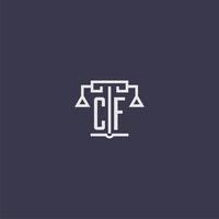 cf monogramme initial pour le logo du cabinet d'avocats avec image vectorielle d'échelles vecteur