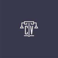 cv monogramme initial pour le logo du cabinet d'avocats avec image vectorielle d'échelles vecteur