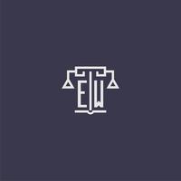 ew monogramme initial pour le logo du cabinet d'avocats avec image vectorielle d'échelles vecteur