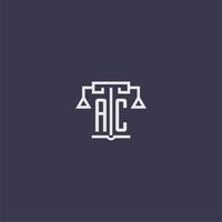 ac monogramme initial pour le logo du cabinet d'avocats avec image vectorielle d'échelles vecteur