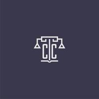 monogramme initial cc pour le logo du cabinet d'avocats avec image vectorielle d'échelles vecteur