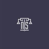 ns monogramme initial pour le logo du cabinet d'avocats avec image vectorielle d'échelles vecteur