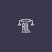 al monogramme initial pour le logo du cabinet d'avocats avec image vectorielle d'échelles vecteur