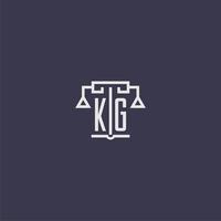 kg monogramme initial pour le logo du cabinet d'avocats avec image vectorielle d'échelles vecteur