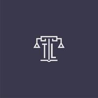 tl monogramme initial pour le logo du cabinet d'avocats avec image vectorielle d'échelles vecteur