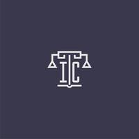 monogramme initial ic pour logo de cabinet d'avocats avec image vectorielle d'échelles vecteur