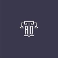 ao monogramme initial pour le logo du cabinet d'avocats avec image vectorielle d'échelles vecteur