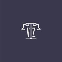 vz monogramme initial pour le logo du cabinet d'avocats avec image vectorielle d'échelles vecteur