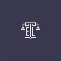 el monogramme initial pour le logo du cabinet d'avocats avec image vectorielle d'échelles vecteur