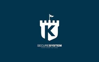 k logo forteresse vecteur pour la société d'identité. illustration vectorielle de modèle de sécurité de lettre initiale pour votre marque.