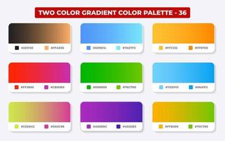 palette de couleurs dégradées avec codes de couleur en rvb ou hexadécimal, catalogue, couleurs à la mode, ensemble d'échantillons de dégradé illustration vectorielle, guides de couleurs vecteur