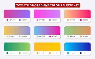 palette de couleurs dégradées avec codes de couleur en rvb ou hexadécimal, catalogue, couleurs à la mode, ensemble d'échantillons de dégradé illustration vectorielle, guides de couleurs vecteur