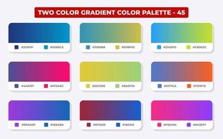 palette de couleurs dégradées avec codes de couleur en rvb ou hexadécimal, catalogue, couleurs à la mode, ensemble d'échantillons de dégradé illustration vectorielle, guides de couleurs vecteur
