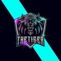 modèle de conception de logo e-sport tête de tigre vecteur