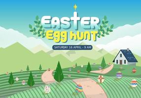 Easter Egg Hunt Farmyard Illustration Vecteur