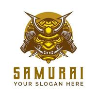 masque de démon guerrier samouraï logo casque illustration vectorielle vecteur