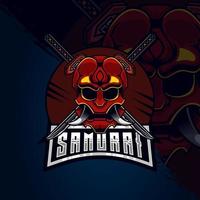 modèle de conception de logo e-sport de masque de samouraï vecteur