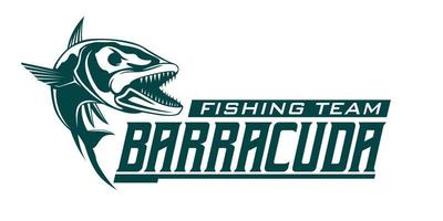 logo de pêche au poisson barracuda, illustration vectorielle de modèle de conception de poisson sautant. idéal à utiliser comme logo de n'importe quelle entreprise de pêche vecteur