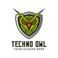 techno owl shield logo design illustration vectorielle vecteur