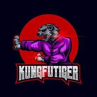 modèle de logo e-sport tigre kungfu vecteur