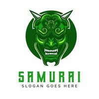 masque de samouraï ronin visage en colère logo icône symbole modèle vintage vecteur