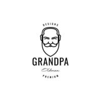 visage sourire vieil homme grand-père minimaliste logo design vecteur