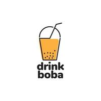 boisson à bulles boba lignes art abstrait création de logo vecteur