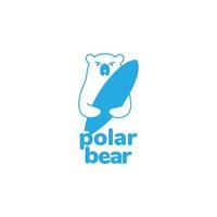 ours polaire avec création de logo de planche de surf vecteur