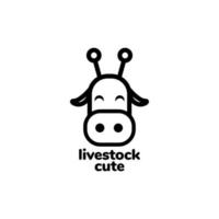 bétail bétail petite vache mignon mascotte logo design vecteur