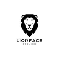 visage de lion noir avec vecteur de conception de logo à longue crinière