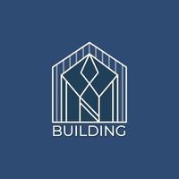 logo de bâtiment minimaliste pour entreprise de construction de style scandinave en bleu vecteur