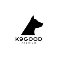 chien de tête k9 vecteur de conception de logo minimaliste simple et moderne