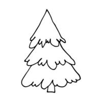 sapin de noël clipart dessiné à la main. griffonnage en épicéa. élément unique pour carte, impression, web, design, décor vecteur