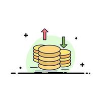 pièces de monnaie finance capital or revenu plat couleur icône vecteur