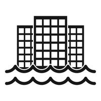 icône d'inondation de la ville, style simple vecteur
