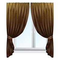 icône de rideaux de fenêtre marron, style cartoon vecteur