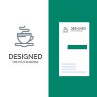 tasse à thé café hôtel gris logo design et modèle de carte de visite vecteur