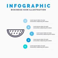 icône de ligne d'eau d'été fruits melon avec 5 étapes présentation infographie fond vecteur