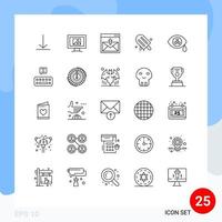ensemble de 25 symboles d'icônes d'interface utilisateur modernes signes de mutation zombie contactez-nous usa crème éléments de conception vectoriels modifiables vecteur
