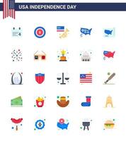 25 usa pack plat de signes et symboles de la fête de l'indépendance de l'orateur de feu d'artifice américain usa états modifiables usa day vector design elements