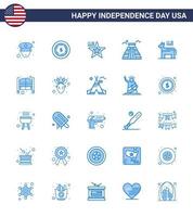 groupe de 25 blues pour le jour de l'indépendance des états-unis d'amérique tels que le symbole drapeau américain âne américain modifiable usa day vector design elements