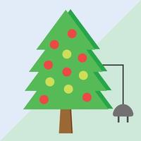 vecteur du concept du jour de noël pour brancher l'électricité de l'arbre de noël pour le festival de démarrage. vecteur d'illustration de fond de jour de noël concept de jour de noël. utiliser pour le festival x mas day.