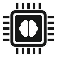 icône de processeur cerveau ai, style simple vecteur