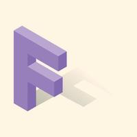 lettre f dans un style 3d isométrique avec ombre vecteur
